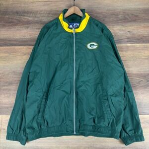 Vintage 90s Starter Green Bay Packers Windbreaker Jacket XXL Green Full Zip NFL